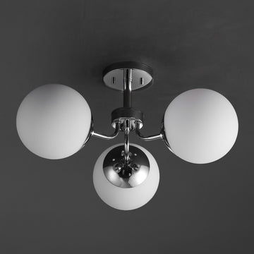 Olivier 23.5" 3-Light Bohemian Farmhouse Iron/Frosted Glass LED Semi Flush Mount